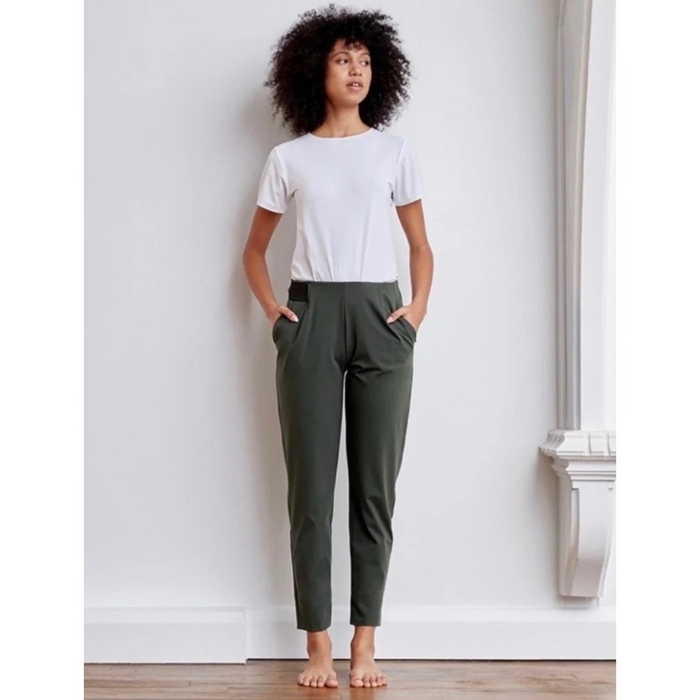 Aday Turn It Up Pants Stretch Comfort Travel Green Moss Olive Size Small